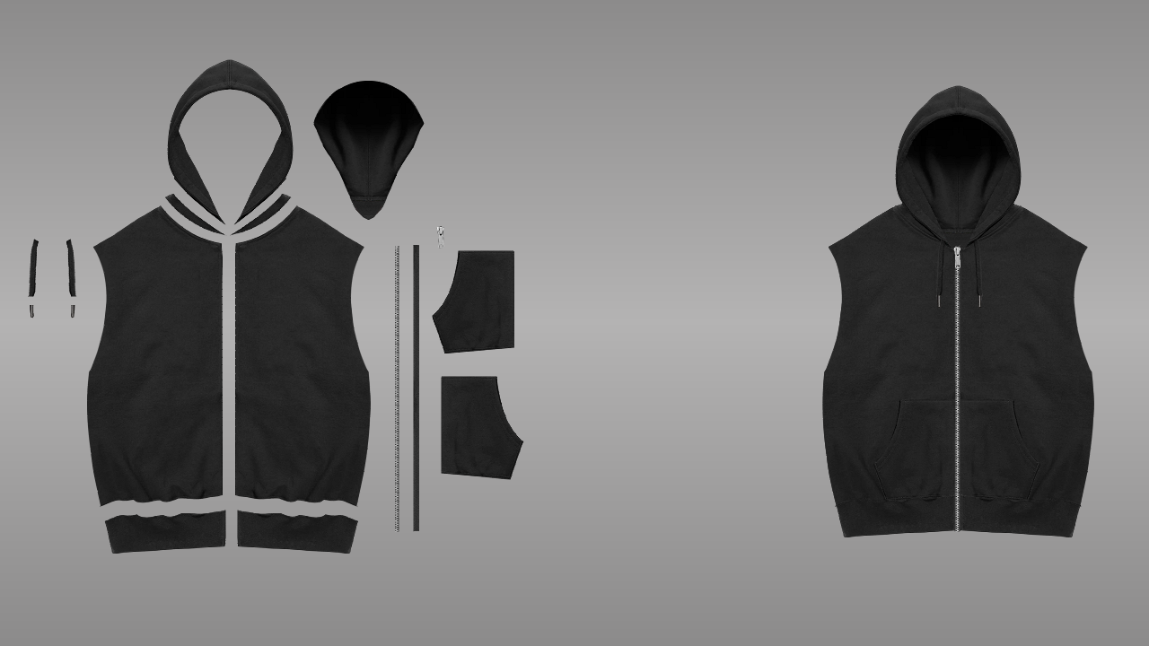 Sleeveless Zip Up Hoodie